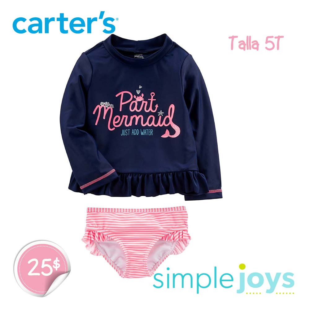 Simple Joys by Carter’s – Juego de 2 piezas para niñas, azul marino y rosa